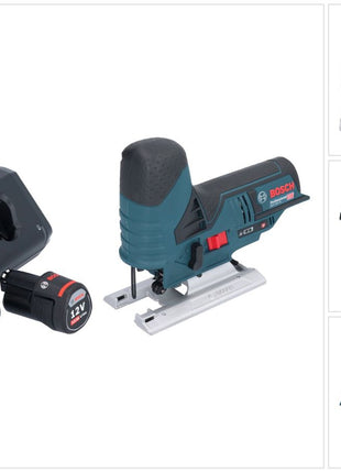 Bosch GST 12V-70 Professional Akku Stichsäge 12 V 70 mm + 2x Akku 3,0 Ah + Ladegerät