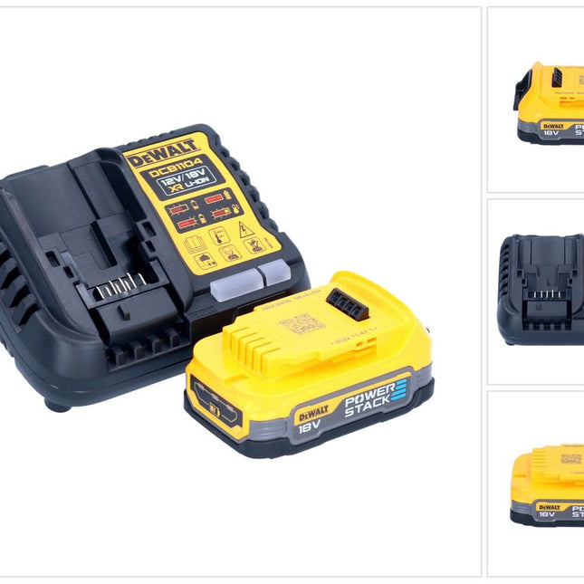 DeWalt DCB 1104 E1 Juego de batería de arranque 12 V / 18 V 1x batería Powerstack 1,7 Ah + cargador DCB 1104