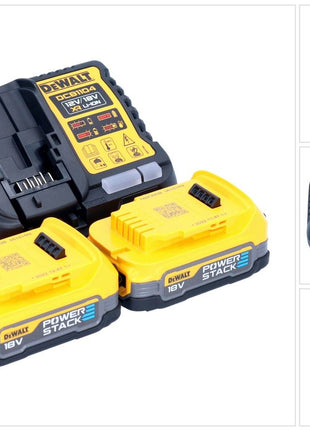 DeWalt DCB 1104 E2 Akku Starter Set 12 V / 18 V 2x Powerstack Akku 1,7 Ah + DCB 1104 Ladegerät