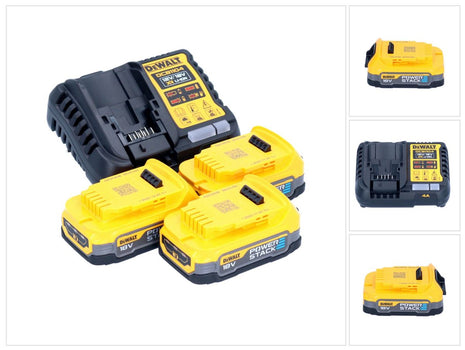 DeWalt DCB 1104 E3 Kit de démarrage sans fil 12 V / 18 V 3x batterie Powerstack 1,7 Ah + chargeur DCB 1104