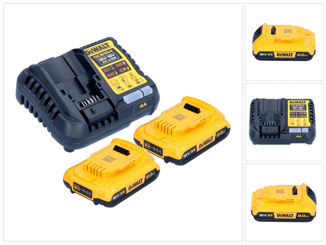 DeWalt DCB 1104 D2 set de arranque de batería 12 V / 18 V 2x baterías 2,0 Ah + cargador DCB 1104