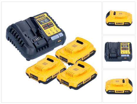 DeWalt DCB 1104 D3 Battery Starter Set 12 V / 18 V 3x battery 2.0 Ah + DCB 1104 charger