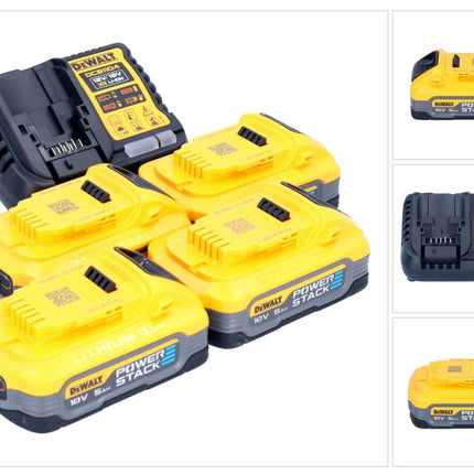 DeWalt DCB 1104 H4 Set de batería de arranque 12 V / 18 V 4x batería Powerstack 5,0 Ah + cargador DCB 1104