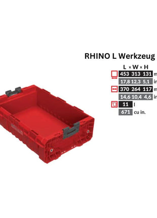 Toolbrothers RHINO L Werkzeug Box ULTRA Custom Stapelbehälter 450 x 310 x 151 mm 9 l stapelbar