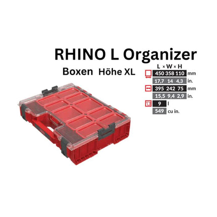 Toolbrothers RHINO L Organizer ULTRA Höhe XL Boxen 9 l IP54 mit herausnehmbaren Boxen