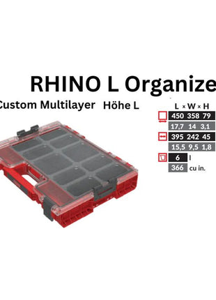 Toolbrothers RHINO L Organizador ULTRA Altura L Personalizado Multicapa 452 x 358 x 79 mm 6 l apilable IP54