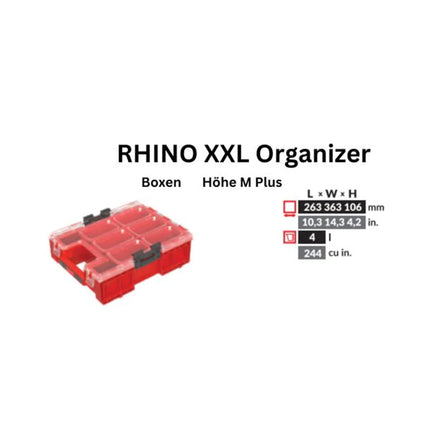 Toolbrothers RHINO XXL Organiser ULTRA height M+ boxes 4 l IP66 with removable boxes