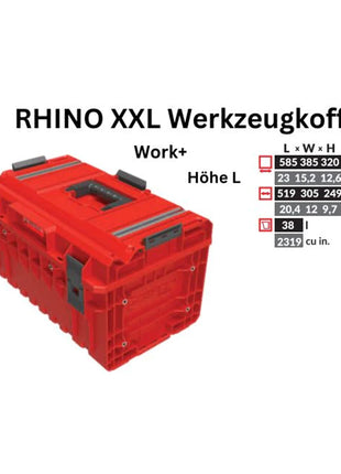 Toolbrothers RHINO XXL Werkzeugkoffer ULTRA Work+ Höhe L Custom modularer Organizer 585 x 385 x 320 mm 38 l stapelbar IP66