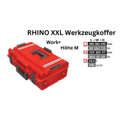 Toolbrothers RHINO XXL Valigia portautensili ULTRA Work+ altezza M 15,4 l IP66 con divisori estraibili + scatole