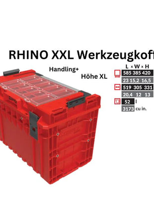 Toolbrothers RHINO XXL Werkzeugkoffer ULTRA Handling+ Höhe XL Custom modularer Organizer 585 x 385 x 420 mm 52 l stapelbar IP66