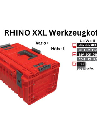 Toolbrothers RHINO XXL Werkzeugkoffer ULTRA Vario+ Höhe L Custom modularer Organizer 585 x 385 x 320 mm 38 l stapelbar IP66