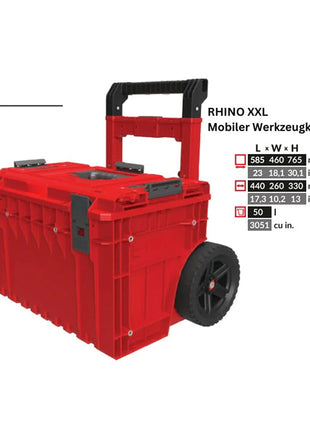 Toolbrothers RHINO XXL Cart Mobiler Werkzeugkoffer Cart+ ULTRA Custom stapelbar 641 x 485 x 660 mm 52 l IP66