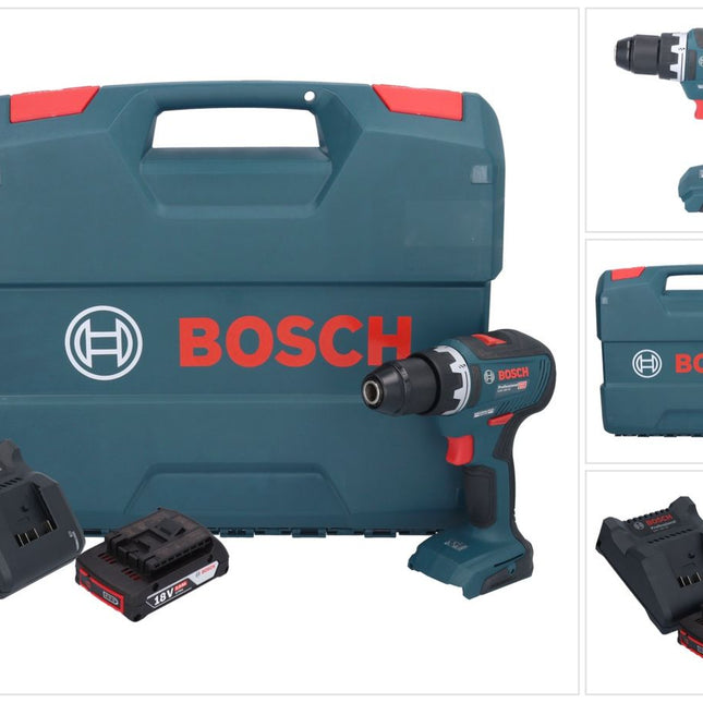 Bosch GSR 18V-55 Taladro atornillador a batería profesional 18 V 55 Nm sin escobillas + 1x acumulador 2,0 Ah + cargador + maletín en L