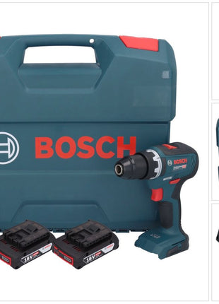 Bosch GSR 18V-55 Taladro atornillador inalámbrico profesional 18 V 55 Nm sin escobillas + 2 baterías 2,0 Ah + cargador + maletín en L