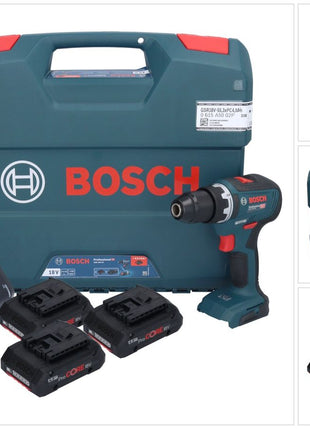 Bosch GSR 18V-55 Professional Akku Bohrschrauber 18 V 55 Nm Brushless ( 0615A5002P ) + 3x ProCORE Akku 4,0 Ah + Ladegerät + L-Case