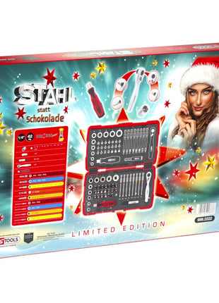 KS Tools Adventskalender „Stahl statt Schokolade“ 2023 mit 42 tlg. 1/4" Torsions Bit Set ( 999.2222 )