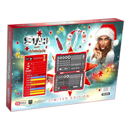KS Tools Calendrier de l'Avent ''Acier au lieu de chocolat'' 2023 avec 42 pcs. 1/4'' Torsions Bit Set ( 999.2222 )