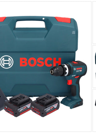 Bosch Taladro percutor inalámbrico GSB 18V-55 Professional 18 V 55 Nm Brushless (0615990L7C) + 2 baterías 4,0 Ah + cargador + maletín