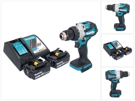 Makita DHP 489 RF Perceuse-visseuse à percussion sans fil 18 V 73 Nm Brushless + 2x batterie 3,0 Ah + chargeur