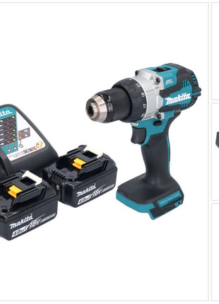 Makita DHP 489 RM Akku Schlagbohrschrauber 18 V 73 Nm Brushless + 2x Akku 4,0 Ah + Ladegerät