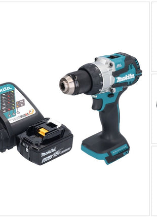 Makita DHP 489 RT1 Akku Schlagbohrschrauber 18 V 73 Nm Brushless + 1x Akku 5,0 Ah + Ladegerät