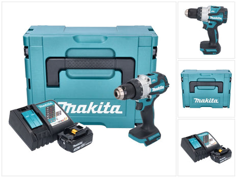 Makita DHP 489 RF1J Perceuse-visseuse à percussion sans fil 18 V 73 Nm Brushless + 1x batterie 3,0 Ah + chargeur + Makpac