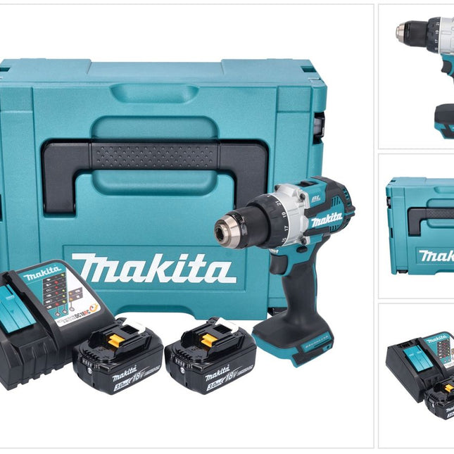 Makita DHP 489 RFJ Akku Schlagbohrschrauber 18 V 73 Nm Brushless + 2x Akku 3,0 Ah + Ladegerät + Makpac