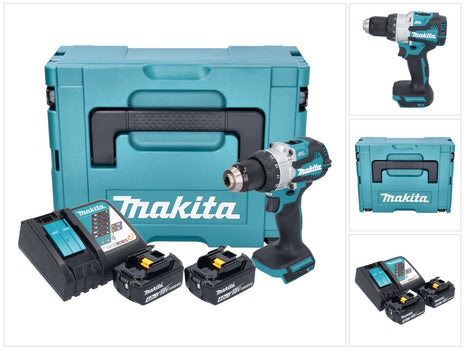 Taladro percutor inalámbrico Makita DHP 489 RMJ 18 V 73 Nm sin escobillas + 2x baterías 4,0 Ah + cargador + Makpac