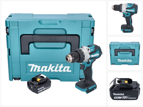 Makita DHP 489 T1J akumulatorowa wiertarko-wkrętarka udarowa 18 V 73 Nm bezszczotkowa + 1x akumulator 5,0 Ah + Makpac - bez ładowarki