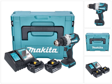 Makita DHP 489 RGJ trapano a percussione a batteria 18 V 73 Nm brushless + 2x batteria ricaricabile 6,0 Ah + caricabatterie + Makpac