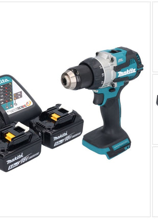 Makita DDF 489 RT taladro atornillador inalámbrico 18 V 73 Nm sin escobillas + 2 baterías 5,0 Ah + cargador