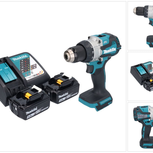 Makita DDF 489 RT cordless drill driver 18 V 73 Nm brushless + 2x rechargeable battery 5.0 Ah + charger