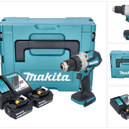 Makita DDF 489 RTJ Akku Bohrschrauber 18 V 73 Nm Brushless + 2x Akku 5,0 Ah + Ladegerät + Makpac