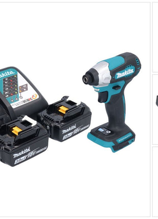 Makita DTD 157 RF Akku Schlagschrauber 18 V 140 Nm 1/4" Brushless + 2x Akku 3,0 Ah + Ladegerät