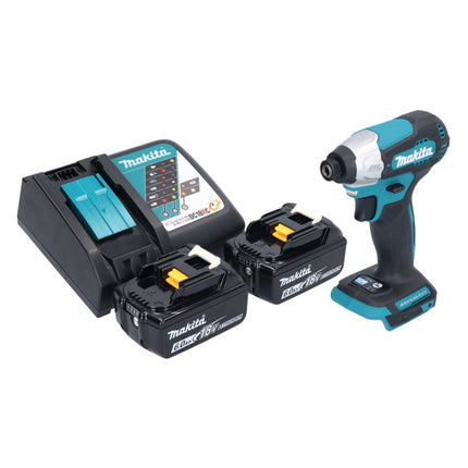 Makita DTD 157 RG cordless impact wrench 18 V 140 Nm 1/4" brushless + 2x rechargeable battery 6.0 Ah + charger