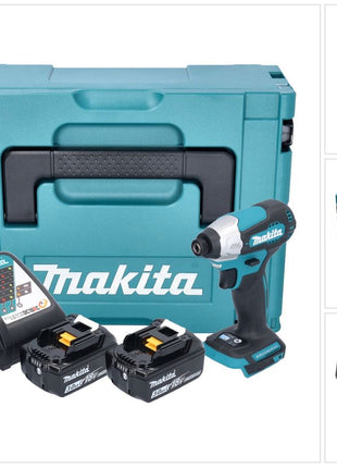 Makita DTD 157 RFJ clé à chocs sans fil 18 V 140 Nm 1/4" sans balai + 2x batterie 3,0 Ah + chargeur + Makpac