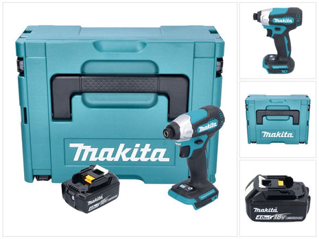 Makita DTD 157 M1J Llave de impacto a batería 18 V 140 Nm 1/4" sin escobillas + 1x batería 4,0 Ah + Makpac - sin cargador