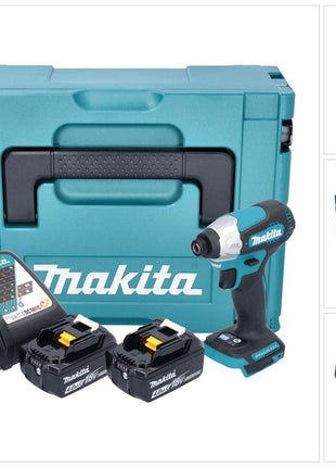 Makita DTD 157 RMJ Akku Schlagschrauber 18 V 140 Nm 1/4" Brushless + 2x Akku 4,0 Ah + Ladegerät + Makpac