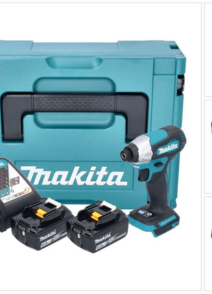 Makita DTD 157 RGJ clé à chocs sans fil 18 V 140 Nm 1/4" sans balai + 2x batterie 6,0 Ah + chargeur + Makpac