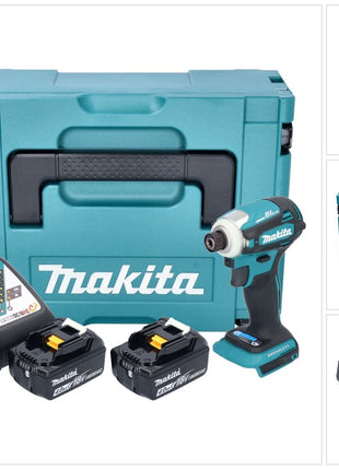 Makita DTD 172 RMJ Atornillador de impacto inalámbrico 18 V 180 Nm 1/4" sin escobillas + 2x batería 4,0 Ah + cargador + Makpac