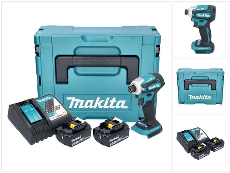 Makita DTD 172 RMJ Atornillador de impacto inalámbrico 18 V 180 Nm 1/4" sin escobillas + 2x batería 4,0 Ah + cargador + Makpac