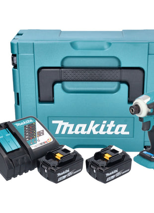 Makita DTD 172 RTJ visseuse à chocs sans fil 18 V 180 Nm 1/4'' sans balais + 2x batterie 5,0 Ah + chargeur + Makpac