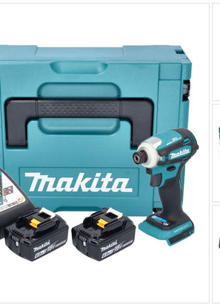 Makita DTD 172 RGJ clé à chocs sans fil 18 V 180 Nm 1/4" sans balais + 2x batterie 6,0 Ah + chargeur + Makpac