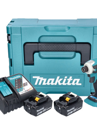 Makita DTD 172 RGJ clé à chocs sans fil 18 V 180 Nm 1/4" sans balais + 2x batterie 6,0 Ah + chargeur + Makpac