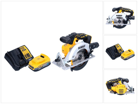 DeWalt DCS 565 E1 Scie circulaire 18 V 165 mm Brushless + 1x batterie Powerstack 1,7 Ah + chargeur