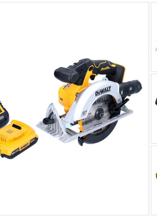 DeWalt DCS 565 D1 Akumulatorowa pilarka tarczowa 18 V 165 mm bezszczotkowa + 1x akumulator 2,0 Ah + ładowarka