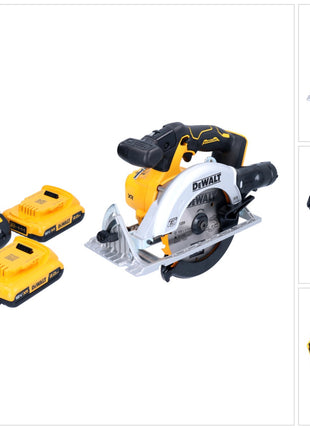 Akumulatorowa pilarka tarczowa DeWalt DCS 565 D2 18 V 165 mm bezszczotkowa + 2x akumulator 2,0 Ah + ładowarka