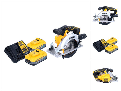 DeWalt DCS 565 H2 Scie circulaire manuelle sans fil 18 V 165 mm Brushless + 2x Powerstack batterie 5,0 Ah + chargeur