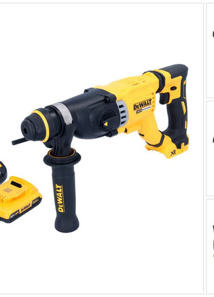 DeWalt DCH 263 D1 Akku Kombihammer 18 V 3 J SDS Plus Brushless + 1x Akku 2,0 Ah + Ladegerät