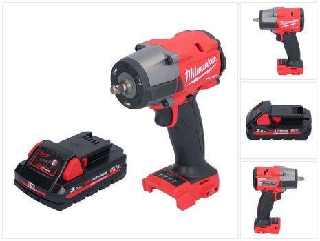 Milwaukee M18 FMTIW2F38-301 Akumulatorowy klucz udarowy 18 V 745 Nm 3/8" bezszczotkowy + 1x akumulator 3,0 Ah - bez ładowarki